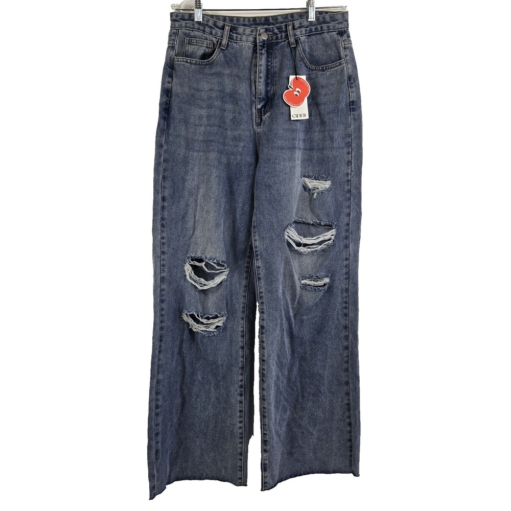 Cider Women's Large Distressed Jeans Raw Hem NWT